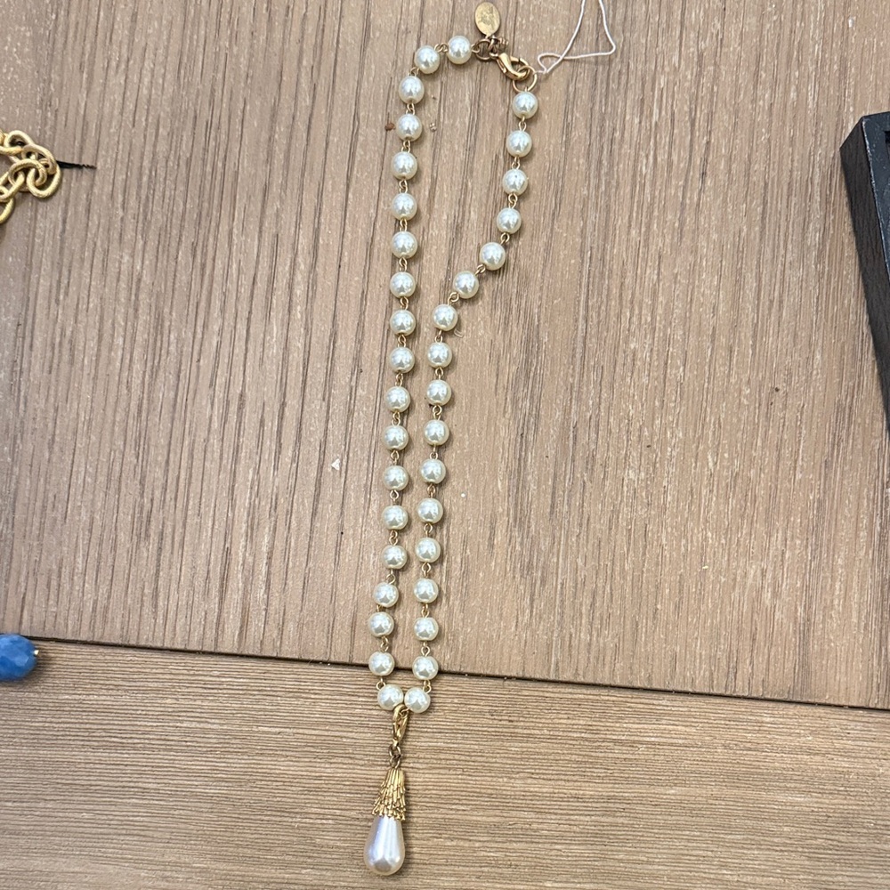 Gold and Pearl Drop Necklace